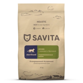 Сухой корм SAVITA Sterilised Rabbit для стерилизованных кошек, с кроликом, 10 кг