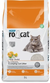 Наполнитель Ro Cat для кошачьего туалета, комкующийся без пыли с ароматом апельсина, 5 л