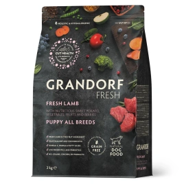 Сухой корм Grandorf Fresh Dog Lamb & Sweet Potato для щенков всех пород беременных и кормящих собак беззерновой ягненок, с бататом, 3 кг