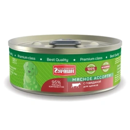 Влажный корм Четвероногий Гурман Beef & Meat Assortment для щенков, с говядиной и мясным ассорти, 100 г