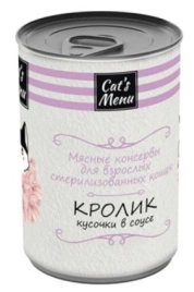 Влажный корм Cat`s Menu Rabbit для взрослых стерилизованных кошек с кроликом кусочки в соусе, 340 г