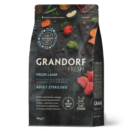 Сухой корм Grandorf Fresh Cat Lamb & Sweet Potato для стерилизованных кошек чувствительное пищеварение или склонность к аллергии ягненок, с бататом, 400 г