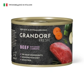 Влажный корм консервы Grandorf Fresh Beef & Carrot для собак паштет из говядины с цукини и морковью 200 г