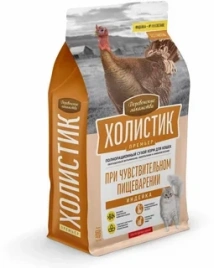 Сухой корм Деревенские Лакомства Holistic Премьер, для кошек при чувствительном пищеварении, с Индейкой, 400 г