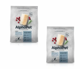Сухой корм ALPHAPET Superpremium Monoprotein White Fish для взрослых кошек, с белой рыбой, 400 г