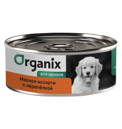 Влажный корм Organix Preventive Line Meat Assortment & Quail для щенков, с мясным ассорти и перепелкой, 100 г