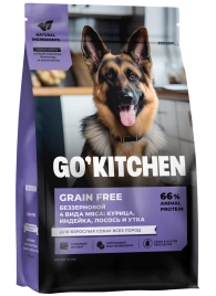 Сухой корм Go'Kitchen Chicken, Turkey, Salmon & Duck для взрослых собак всех пород, с курицей, с курицей, индейкой, лососем и уткой, 400 г