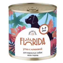 Влажный корм FLORIDA Duck & Cranberry для собак, с уткой и клюквой, 240 г