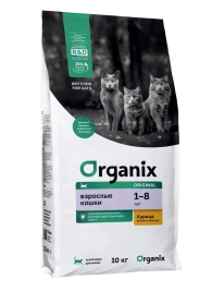 Сухой корм Organix Chicken & Vegetables для взрослых кошек, с курицей, фруктами и овощами, 10 кг