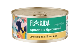 Влажный корм FLORIDA Fish & Cranberry для взрослых кошек из морской рыбы с клюквой, 100 г