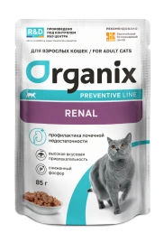 Влажный корм Organix Preventive Line Renal Turkey для кошек профилактика почечной недостаточности у взрослых и стареющих кошек, с индейкой, 85 г