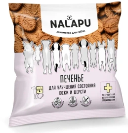 Лакомство Nalapu печенье для собак, для улучшения состояния кожи и шерсти, 115 г