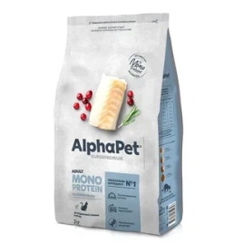 Сухой корм ALPHAPET Superpremium Monoprotein White Fish для взрослых кошек, с белой рыбой, 3 кг