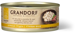 Влажный корм Grandorf Chicken & Duck для кошек, консервы, Куриная грудка с утиным филе в бульоне, 70 г