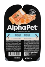 Влажный корм ALPHAPET Superpremium ламистер паштет Salmon для щенков, беременных и кормящих собак, с лососем, 100 г