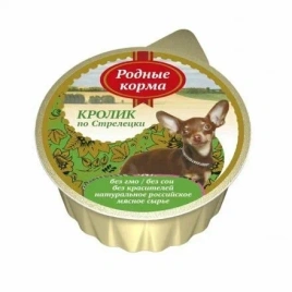 Влажный корм Родные корма ламистер паштет кролик по-стрелецки Rabbit для собак, 125 г