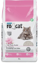 Наполнитель Ro Cat для кошачьего туалета, комкующийся без пыли с ароматом детской присыпки, 5 л