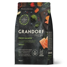 Сухой корм Grandorf Fresh Cat Salmon & Sweet Potato для взрослых кошек для здоровья кожи и шерсти или склонных к аллергии лосось, с бататом, 400 г