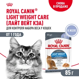 Влажный корм Royal Canin Light Weight Care в соусе для взрослых кошек, склонных к полноте, пауч, 85 г