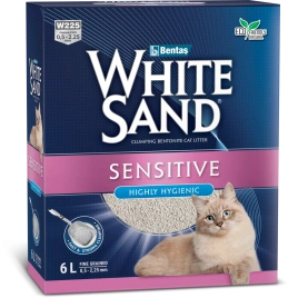 Наполнитель White Sand для кошачьего туалета, комкующийся для чувствительных кошек, без запаха, 6 л