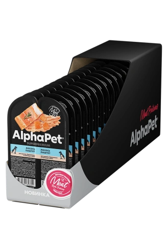 Влажный корм ALPHAPET Superpremium ламистер паштет Salmon для щенков, беременных и кормящих собак, с лососем, 100 г фото 4