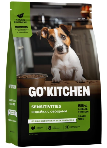 Сухой корм Go'Kitchen Turkey для щенков и собак всех возрастов для чувствительного пищеварения, с индейкой, 1,59 кг фото 3