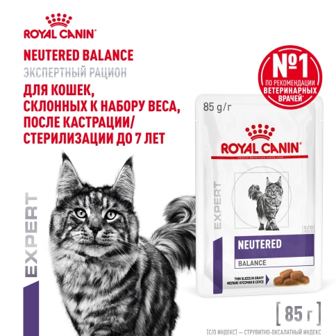 Влажный корм Royal Canin Neutered Balance в соусе для стерилизованных кошек до 7 лет, пауч, 85 г фото 1