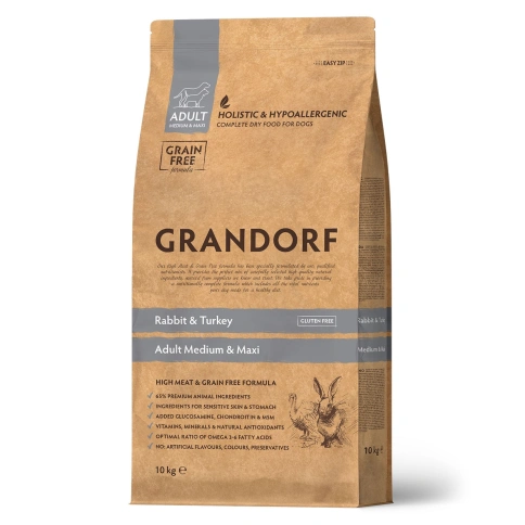 Сухой корм Grandorf Rabbit & Turkey Med & Maxi для взрослых собак средних и крупных пород, с кроликом и индейкой, 10 кг фото 1