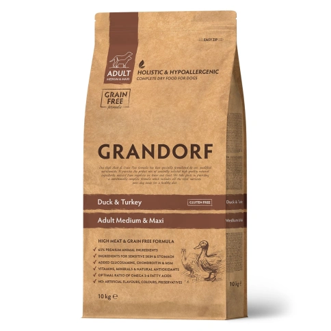 Сухой корм Grandorf Duck & Turkey Med & Maxi для взрослых собак средних и крупных пород, с уткой и индейкой, 10 кг фото 1