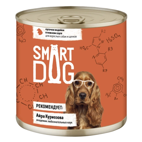 Влажный корм Smart Dog Turkey для взрослых собак и щенков, кусочки индейки в нежном соусе, 85 г фото 1