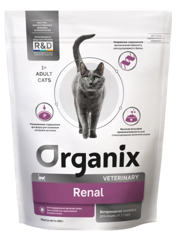 Сухой корм Organix Preventive Line RENAL для взрослых кошек для поддержания функции почек при острой или хронической болезни почек, 400 г фото 1