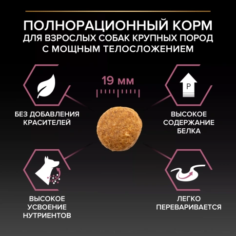 Сухой корм PRO PLAN Salmon для взрослых собак крупных пород с мощным телосложением с чувствительной кожей, с высоким содержанием лосося, 14 кг фото 2