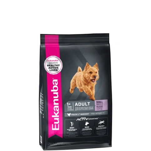 Сухой корм Eukanuba Adult Small Breed для взрослых собак мелких пород, с птицей, 800 г фото 1