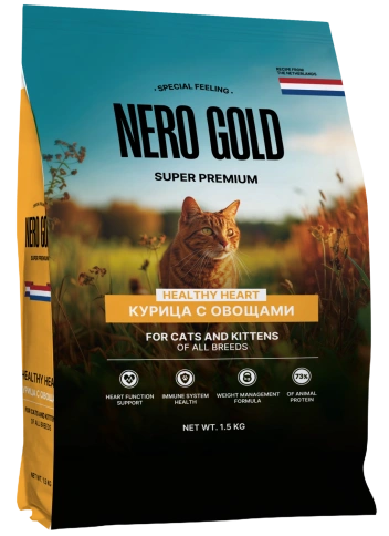 Сухой корм NERO GOLD Chicken & Vegetables для кошек и котят, с мясом курицы и овощами, 1,5 кг фото 1