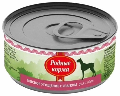 Влажный корм Родные корма мясное угощение с языком для собак, 100 г фото 1