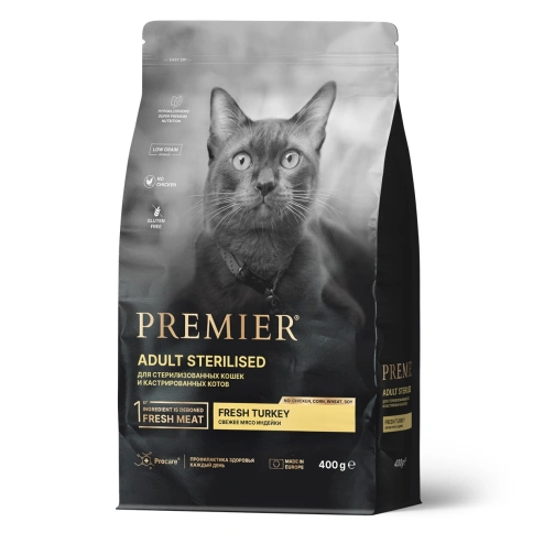 Сухой корм Premier Cat Turkey Sterilised для стерилизованных кошек, с индейкой, 400 г фото 1