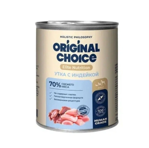 Влажный корм ORIGINAL CHOICE Elite Nutrition Adult Duck & Turkey для собак, с уткой и индейкой, 750 г фото 1