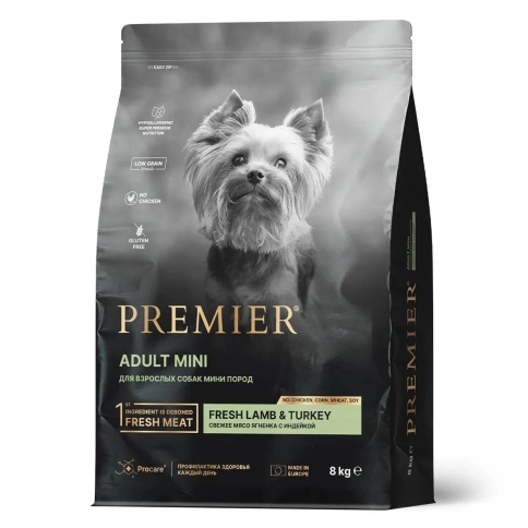 Сухой корм Premier Dog Lamb & Turkey Adult Mini для собак мелких пород, с ягненком и индейкой, 8 кг фото 1