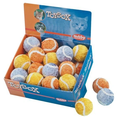 Игрушка NOBBY для кошек, дисплей, теннисный, 32 шт, 4 см фото 1