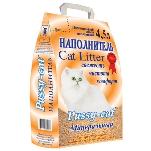 Наполнитель Pussy-Cat минеральный впитывающий для кошачьих туалетов, 4,5 л фото 1