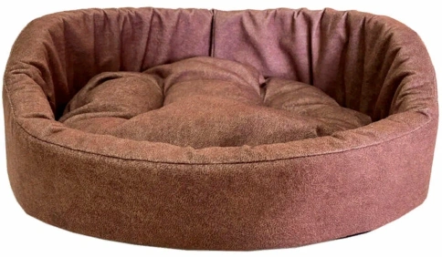Лежак Homepet для домашних животных, Микровелюр Leather №2 мокка, 49 см х 43 см х 17 см фото 1