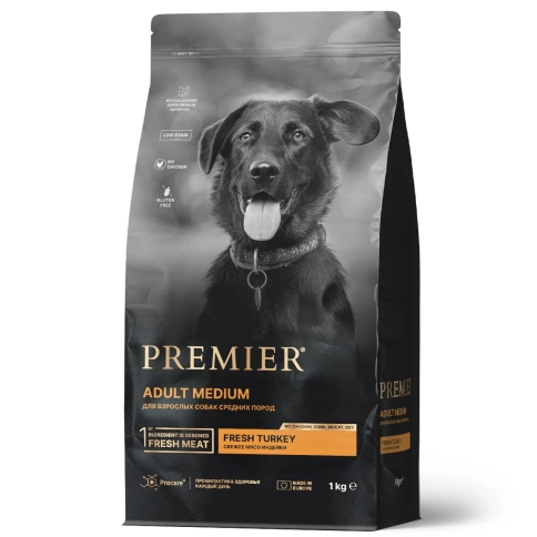 Сухой корм Premier Dog Turkey Adult Medium для собак средних пород, с индейкой, 1 кг фото 1