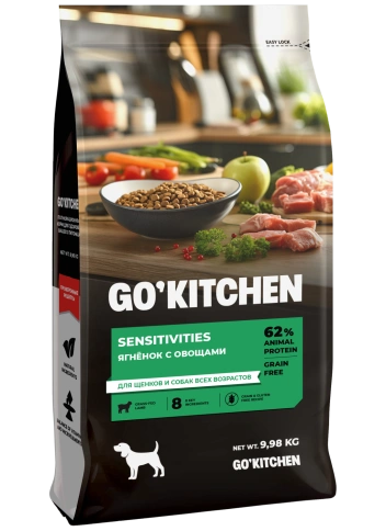 Сухой корм Go'Kitchen Lamb для щенков и собак всех возрастов для чувствительного пищеварения, с ягненком, 9,98 кг фото 1