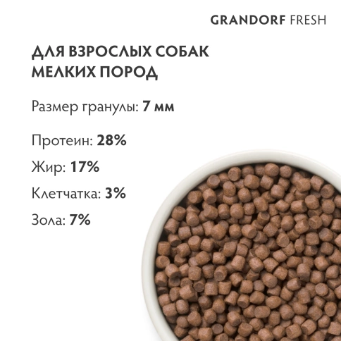 Сухой корм Grandorf Fresh Dog Duck & Sweet Potato для взрослых собак мелких пород диетическая формула для особо аллергичных собак утка, с бататом, 3 кг фото 9