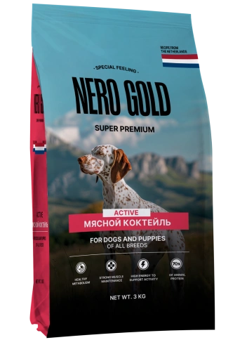 Сухой корм NERO GOLD для собак и щенков "Мясной коктейль", 3 кг фото 1