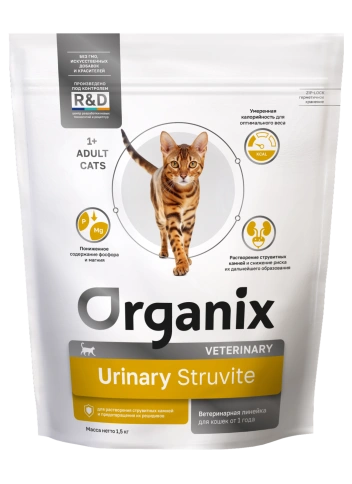 Сухой корм Organix Preventive Line URINARY Struvite для взрослых кошек для растворения струвитных камней и предотвращения их рецидивов, 1,5 кг фото 1