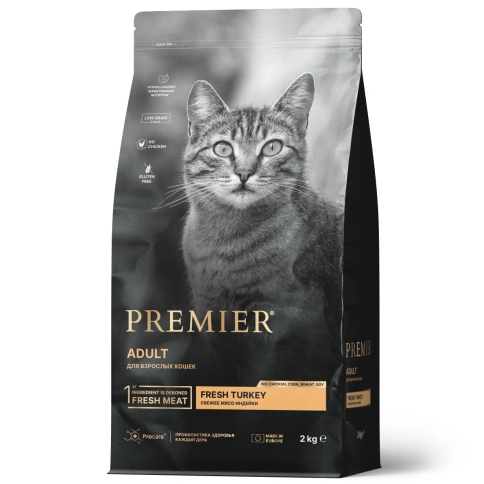 Сухой корм Premier Cat Turkey Adult для взрослых кошек, с индейкой, 2 кг фото 1