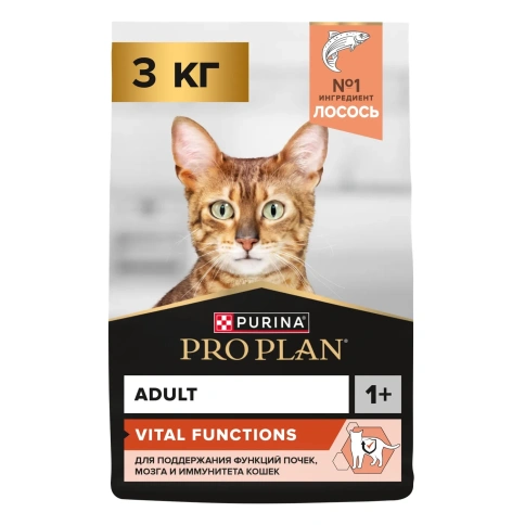 Сухой корм PRO PLAN Salmon для взрослых кошек, с высоким содержанием лосося, 3 кг фото 1