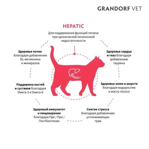 Сухой корм Grandorf Veterinary Hepatiс для кошек при заболеваниях печени, 400 г фото 2