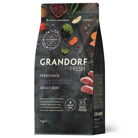 Сухой корм Grandorf Fresh Dog Duck & Sweet Potato для взрослых собак мелких пород диетическая формула для особо аллергичных собак утка, с бататом, 1 кг фото 1